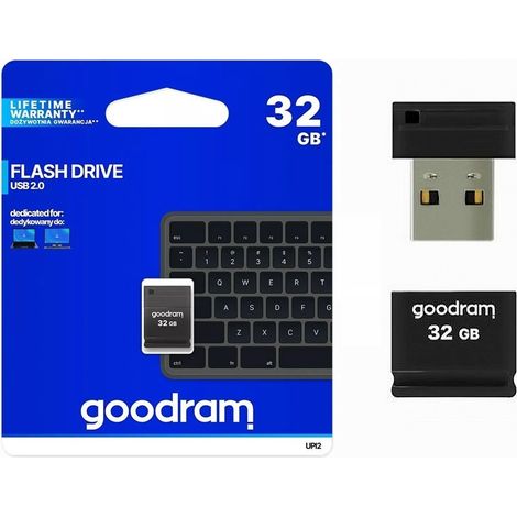 Trade Shop - Nano Pendrive Usb Memory Stick Type A Upi2 32gb Usb 2.0 Black Upi2-32gb - (1/5)