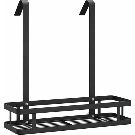 Étagère de douche murale sans perçage, porte-shampoing, rangement pour salle de bain, acier inoxydable, double couche, noir (1/5)