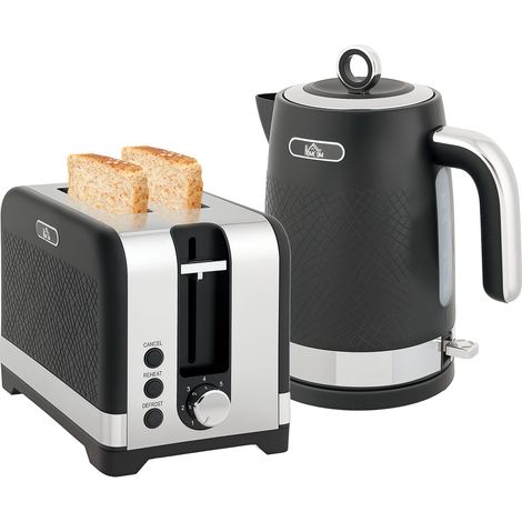 Sleek Textured Kettle Toaster Set - Black (1/5)