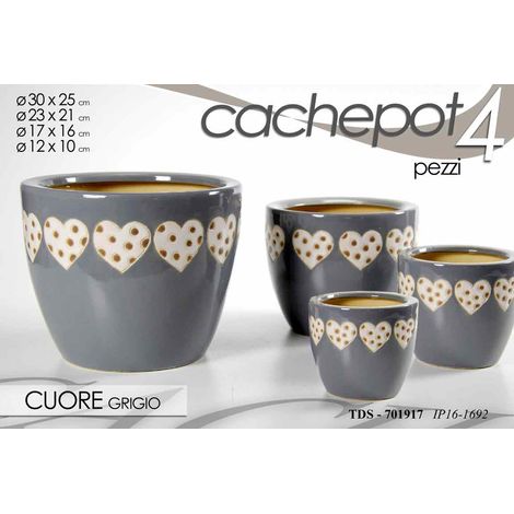 Set 4 cachepot con cuoricini Ø30/23/17/12 cm (1/2)