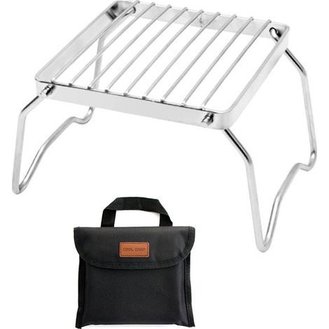 Grille de cuisson en acier inoxydable pour steaks, légumes et crevettes — Design compact et pliable, résistante à la chaleur et durable, sac de transport inclus.