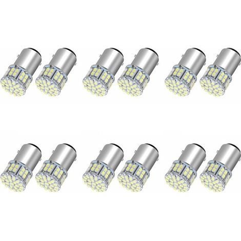 Convient pour les ampoules de feux arrière et de freinage à LED blanches 6000K 1157 50SMD (lot de 12), BAY15D 12V (1/4)