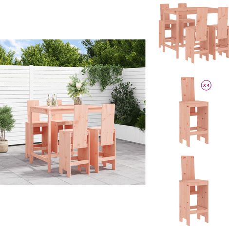 5-tlg. Gartenbar-Set Massivholz Douglasie - Gartenbar - Holztisch - Gartenmöbeln - Outdoor Möbel - Terrassensatz (1/5)