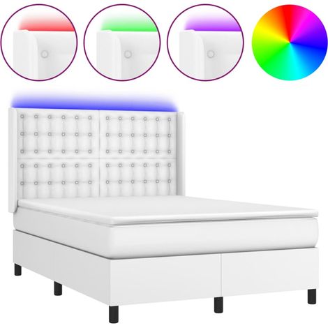 Maison Exclusive - Boxspringbett mit Matratze & LED Weiß 140x200