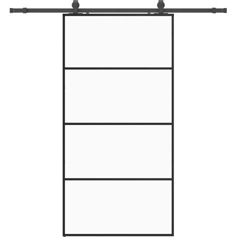 Maison Exclusive - Porta Scorrevole con Ferramenta Nera 102,5x205 cm in Vetro ESG