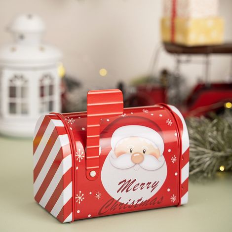 Boîte Aux Lettres De Noël - Boîte En Métal Pour Bonbons Et Cadeaux - Forme De Boîte Aux Lettres De Santa - 13,5 x 12,5 x 8 cm - 1 Pièce (1/5)
