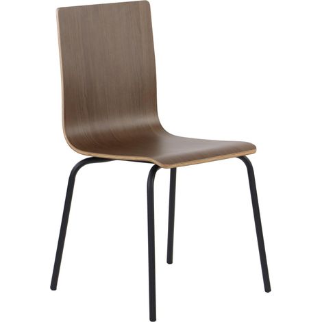 Sedia in compensato color noce scuro con struttura nera. Modello WERDI B. (1/5)