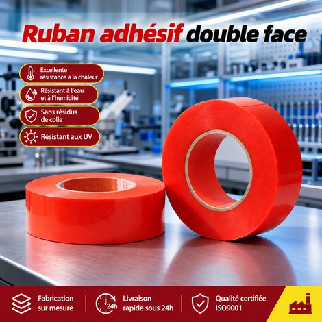 Ruban adhésif double face PET transparent 70 mm x 50 m résistant aux températures 70mm 16 × 16 × 7 cm 1,078 kg – Livraison gratuite (1/5)