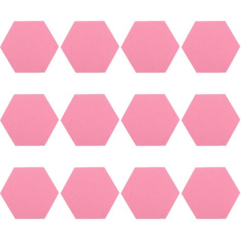 Lot de 12 tableaux mémo hexagonaux en feutre autocollant-12X12X0.5CM-Pink
