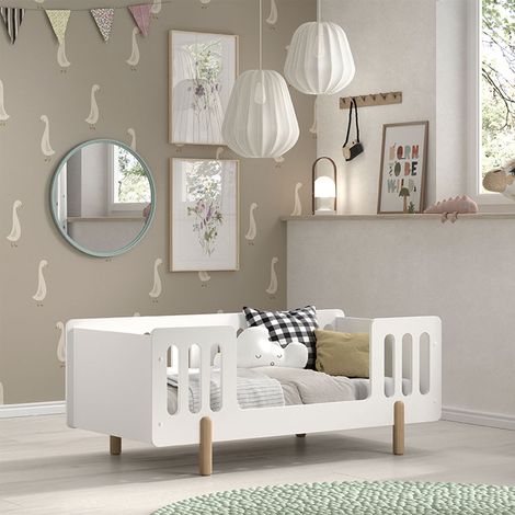Lit enfant 70x140 cm avec sommier réglable blanc - KITRY