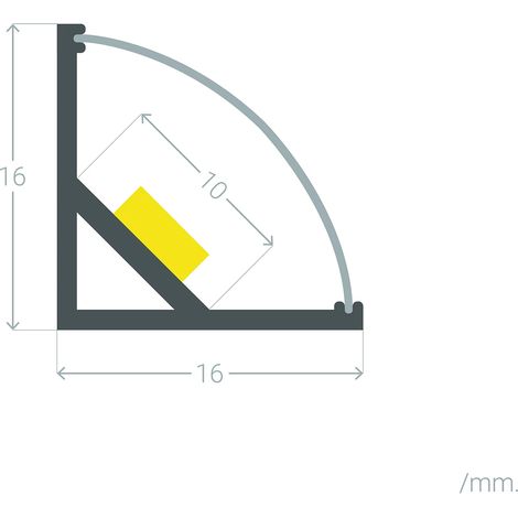 Perfil Aluminio Esquina Circular para Tira LED hasta 10 mm Aluminio 2 m Negro traslúcido