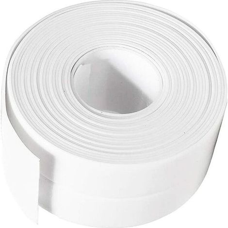 Joint Silicone Blanc Salle de Bain, Ruban d'étanchéité,Bande Etancheite Autocollanteétanche PE pour Baignoire,Douche,Toilettes,Cuisine,Evier,Sol,Mur,Coin de Protection-Blanc (1/5)