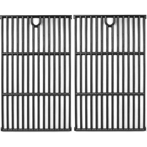 Lot de 2 grilles de rechange en fonte pour Landmann Triton 3 & 4, Barbecook Vanille, Charbroil Gas2Coal 330, 43,4 x 30,7 cm
