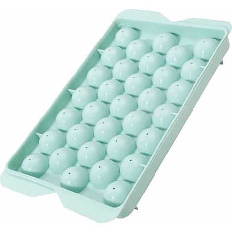 Moule à glaçons 33 alvéoles avec couvercle fabrication boules sphériques plastique PP compact pour congélateur maison bleu (1/5)
