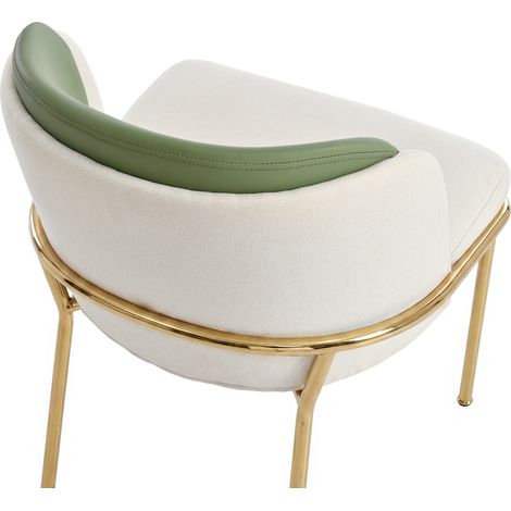 Chaise de salle à manger moderne en tissu vert avec pieds inclinés réglables en métal doré (1/5)