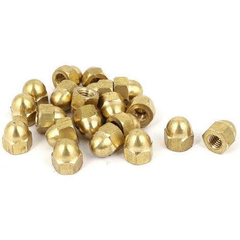 20pcs Écrou Borgne Laiton M6 Hexagonal Dôme Clou Décoratif pour Vis Boulon