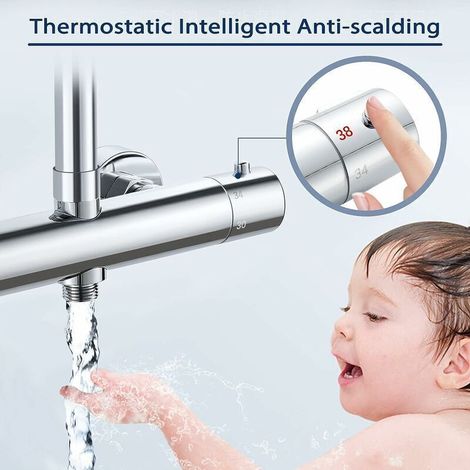 Mitigeur thermostatique pour colonne, robinet de douche en laiton haut G3/4 Bsp + bas G1/2 Bsp