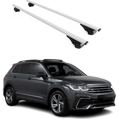 OMAC Dachträger Querträger für VW Tiguan II 2016-2023 – Abschließbar – Max. 75 kg – 2 Stangen Stahl Silber (1/5)