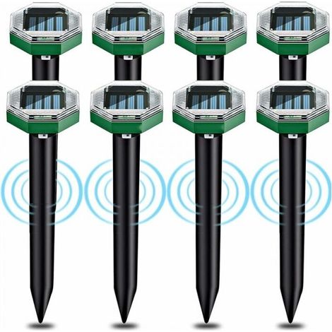 Repelente solar ultrasónico para topos (8 unidades), resistente al agua IP65, apto para jardines, terrazas y césped.