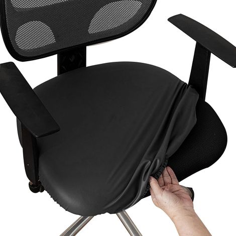 Housse de chaise de bureau en jacquard extensible, noir, amovible et lavable, durable, douce et infroissable pour bureau et salle de réunion (1/5)