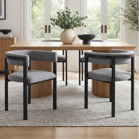 Sedie da sala da pranzo set da 2 in ciniglia grigio DESVIAE (1/5)