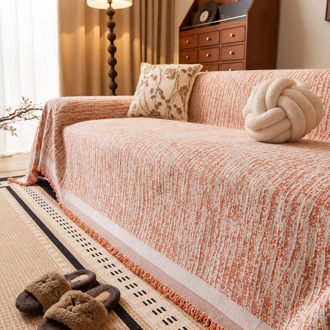 Jeté de canapé en chenille uni orange 180260cm plaid de protection moderne 1,4 kg – Livraison gratuite (1/3)