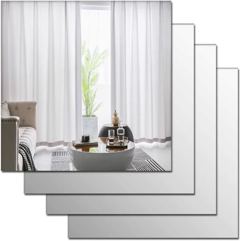 QORVA-Lot de 4 miroirs muraux en acrylique incassables à coller sur toute la longueur du corps pour maquillage, salle de sport, couloir 30x30