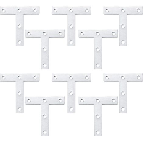 Supports en Forme de T, Plaque de Réparation Plate, Supports d'angle en Acier Inox, Plaques de Fixation Plates Droites pour Réparation de Fixation des Meubles de Jonction