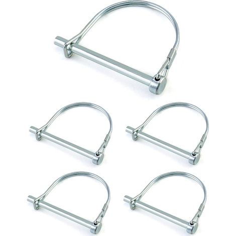 [French Days]5 Pcs Goupille de Verrouillage Forme D, Goupille Securite en Acier au Carbone Galvanisé pour Jardin Pelouse Remorques - 6 x 70 mm (1/5)