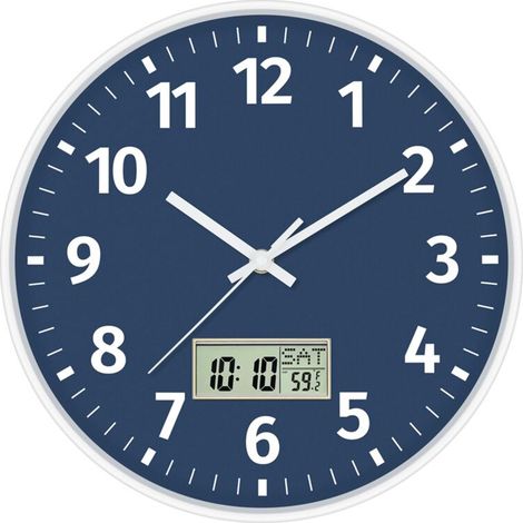 Orologio da parete digitale con visualizzazione di ora, data e temperatura, silenzioso, senza ticchettio, alimentato a batteria (1/4)
