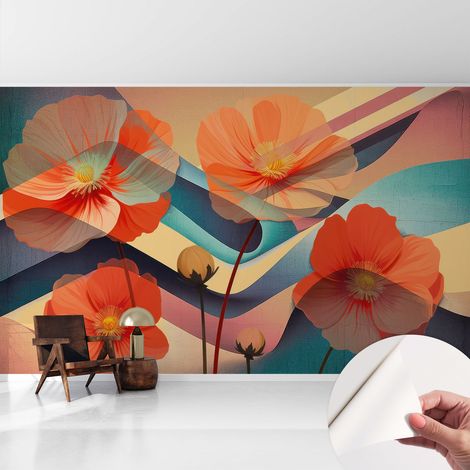 Fotomurale adesivo - murale da parete - Carta da parati autoadesiva - design parete moderno - Fiori dei sensi 416x254 cm (1/5)