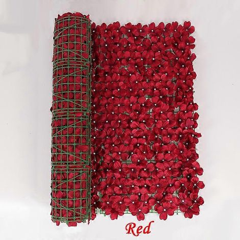 Panneau de clôture végétale en filet, disponible en 2 tailles, avec feuilles artificielles et fausses fleurs de cerisier.0,5x1M rouge (1/5)