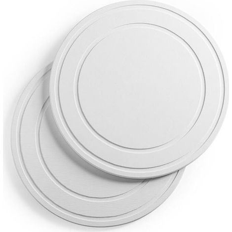 Lot de 2 tapis de pot de fleurs blancs 25 x 25 cm, en terre de diatomées, pour plantes d'intérieur, avec plateau d'égouttage et de drainage (1/5)
