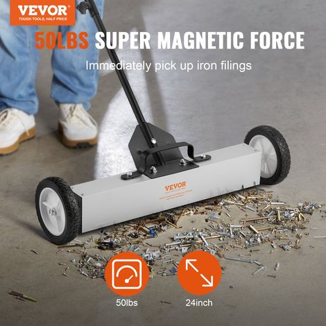 Balayeuse Magnétique 22,6 kg Balai Magnétique à Manche Télescopique 77-113 cm Outil de Ramassage à Aimant 745 mm avec Roues Collect… (1/5)