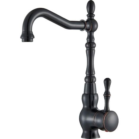 Einhebelmischer Waschtischarmatur Retro Schwarz mit 360° schwenkbarem Auslauf (1/5)