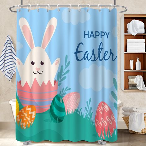 Rideau de bain en polyester 180x180 avec anneaux bâche de douche pour mur irrégulier (1/5)