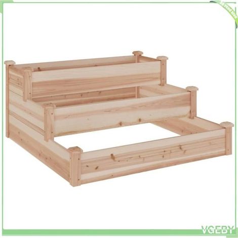 Lit surélevé de jardin - FAFEICY - 364304 - Bois massif sapin - Carré 120x120x56 cm - 3 profondeurs - Fond ouvert (1/5)