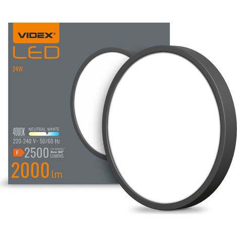 Videx Deckeneinbauleuchte, schwarz, Schutzklasse E, 20 W, 2500 lm, 3000 K / 4000 K / 6500 K, 26,4 cm (1/3)