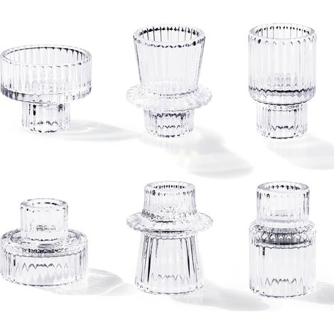 Set 6 photophores transparents bougies chauffe-plat mariage anniversaire Noël
