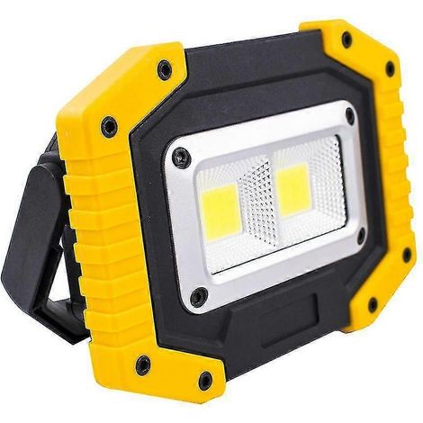 Oplaadbare LED-spot met 3 standen, waterdichte camping- en veiligheidslamp, werklamp op batterijen, 1 stuk, geel