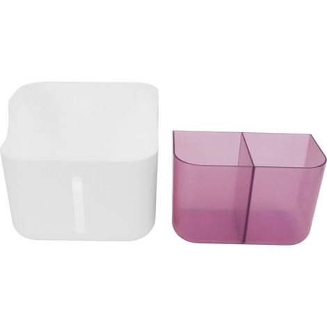 Boîte de rangement bureau double étage, grande capacité, design pratique, facile à nettoyer, organise cosmétiques et désordre, étagère multifonctionnelle violette (1/5)