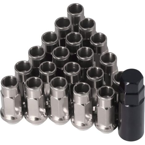 Écrous de Roue, écrou de Roue M12 1,25, écrous de Roue en Métal avec 20 Pièces pour Voiture (BLACK) (1/5)