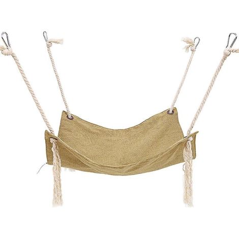 Hamac pour chat en coton et lin respirant, cage suspendue, hamac couleur unie kaki marron clair, accessoires pour animaux (1/3)