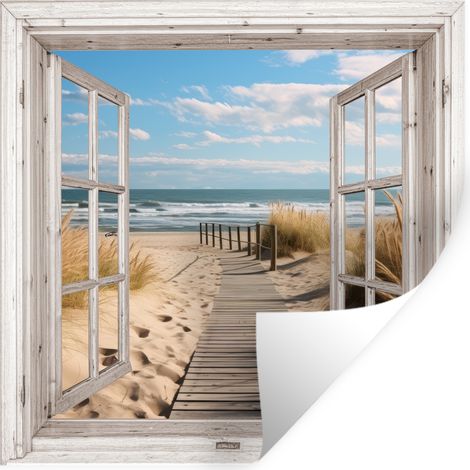ADESIVO DA PARETE Finestra - Mare - Costa - Natura - Vista - Spiaggia - Mare di Wadden 50x50 cm (1/5)