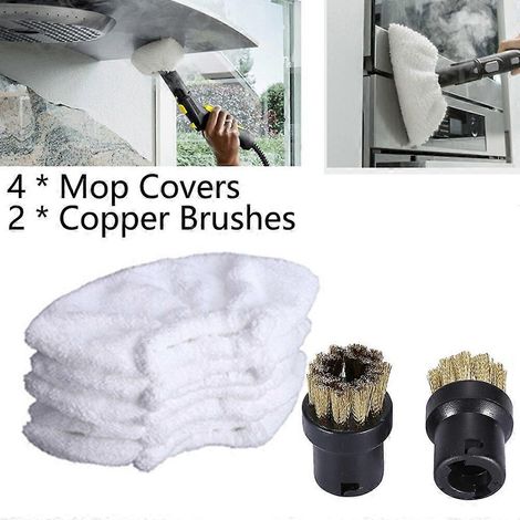 housses de balai + 2 brosses de nettoyage en cuivre, housses de tampon éponge, buse de brosse pour nettoyeur vapeur Karcher SC3, SC3.100, SC4 et SC4.100 (1/2)