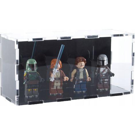 Vitrine mit schwarzem Hintergrund für 4 Lego-Figuren, schützt vor Staub und UV-Strahlung (1/5)