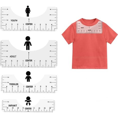 Set mit 4 transparenten Linealen zum Messen von Baby- und Kleinkinderkleidung. (1/5)