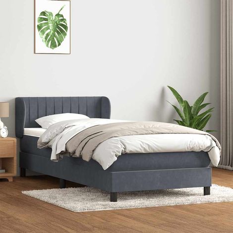 Boxspringbett mit Matratze Dunkelgrau 80x220 cm Samt