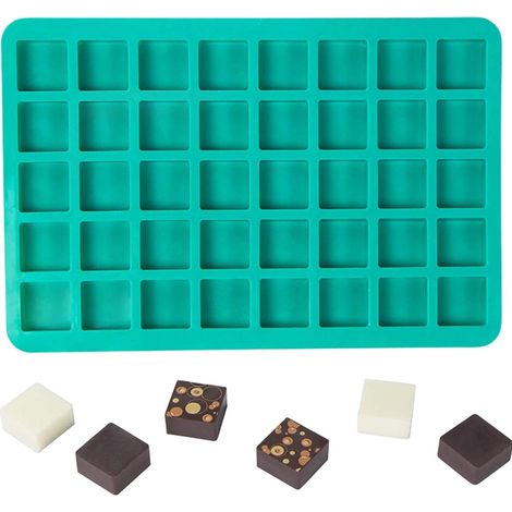 Moule En Silicone - 40 Cavités Carrées - Pour Chocolat Truffes Caramel Gelée Bonbons - Résistant -40 °C à 260 °C - Usage Domestique et Professionnel - 1 Pièce