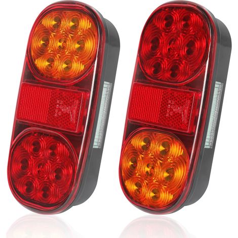 2 Stück Anhängerleuchten, 12 V LED-Anhängerleuchten – Bremslichter, Positionslichter, Blinker, Nummernschildbeleuchtung, Reflektor